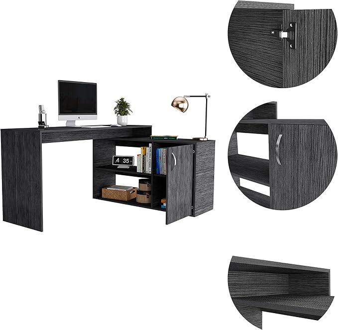NicBex Kimberly-DW-00042-LWJ Home Office Desks, 45.86"x59.64"x30.11", Gray - LeafyLoom
