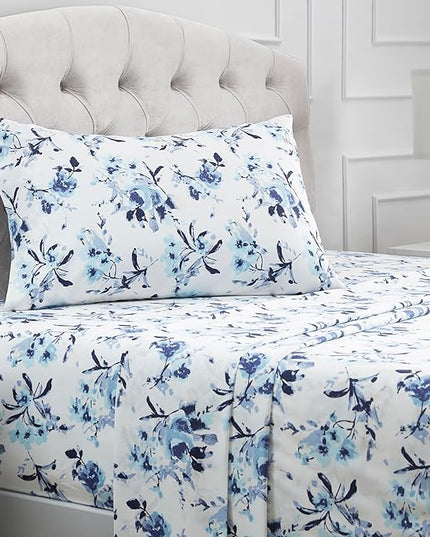 Mellanni Twin Sheets Set - 3 PC Iconic Collection Bedding Sheets & Pillowcases - Hotel Luxury, Extra Soft, Cooling Bed Sheets - Deep Pocket up to 16 inch (Twin, Madison Blue) - LeafyLoom