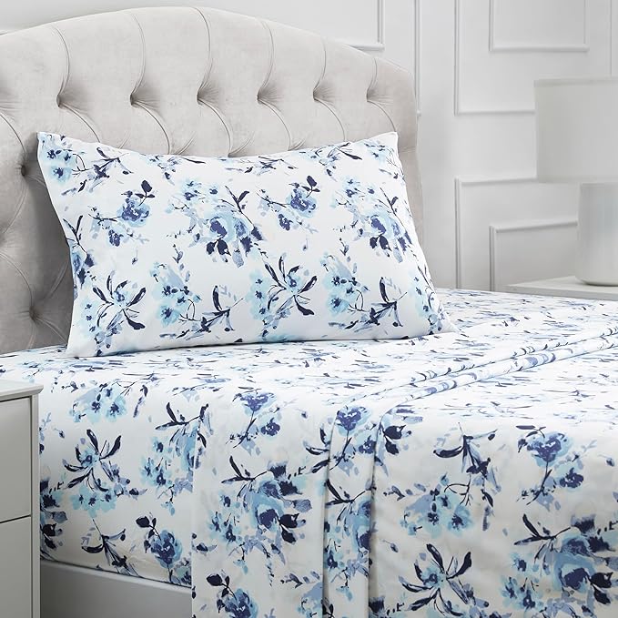 Mellanni Twin Sheets Set - 3 PC Iconic Collection Bedding Sheets & Pillowcases - Hotel Luxury, Extra Soft, Cooling Bed Sheets - Deep Pocket up to 16 inch (Twin, Madison Blue) - LeafyLoom