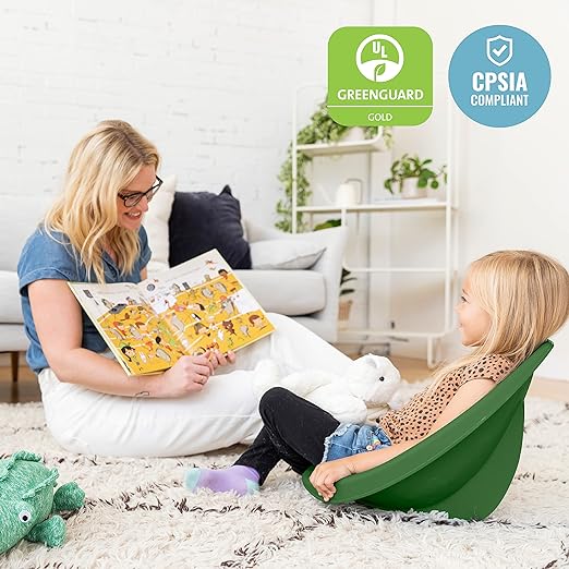 ECR4Kids Leaf Floor Seat, Rocker Chair, Hunter Green, 6-Piece - LeafyLoom