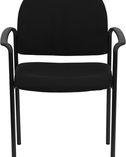 Flash Furniture Tiffany Side Reception Chair with Armrests, Stackable Fabric Waiting Room Chair for Commercial or Residential Use, Black - LeafyLoom
