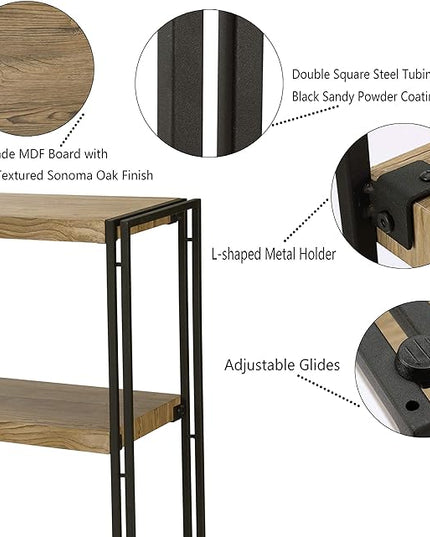 4 Tier Bookshelf Rustic Industrial Bookcase Etagere Open Office Book Shelf, Sonoma Oak - LeafyLoom