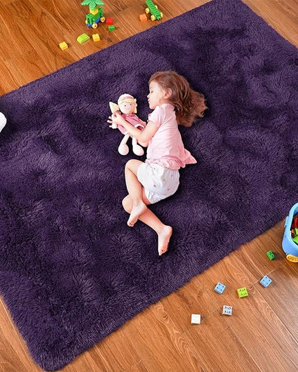 Softlife Rug for Living Room 5.3x7.6 Feet Area Rug for Bedroom Super Soft Shaggy Rugs for Kids Room Fluffy Fuzzy Carpets Long Plush Bedside Rug Nursery Christmas Home Decoration for Boys Girls, Purple - LeafyLoom