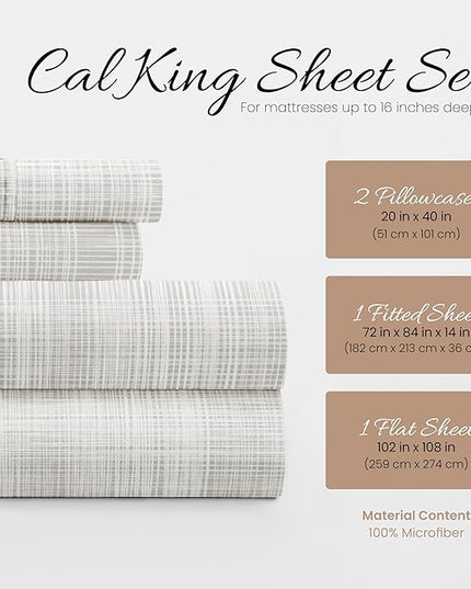 Linen Market 4 Piece California King Bedding Sheet Set (Thatch Gray) - Sleep Better Than Ever with These Ultra-Soft & Cooling Bed Sheets for Your Cal King Size Bed - Deep Pocket Fits 16" Mattress - LeafyLoom