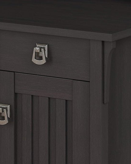 Bush Furniture Salinas L Shaped Desk with Storage in Vintage Black | Modern Farmhouse Corner Table with Drawers and Cabinets for Home Office - LeafyLoom