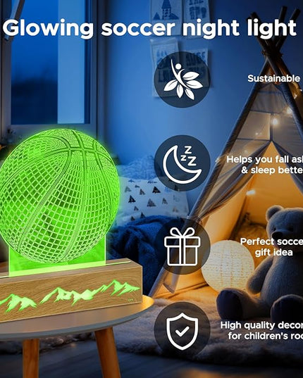 3D Basketball Night Light - Idea Gifts for Kid/fans, Acrylic Night Lights with Remote Control 16 Colors Changing Basketball Decoration - LeafyLoom