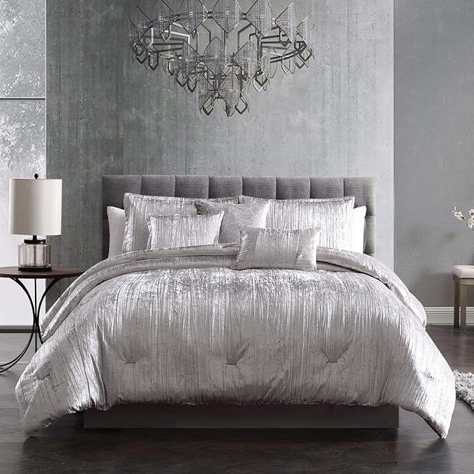 Riverbrook Home Turin Comforter Set, Queen, Silver, 7-Piece Set - LeafyLoom