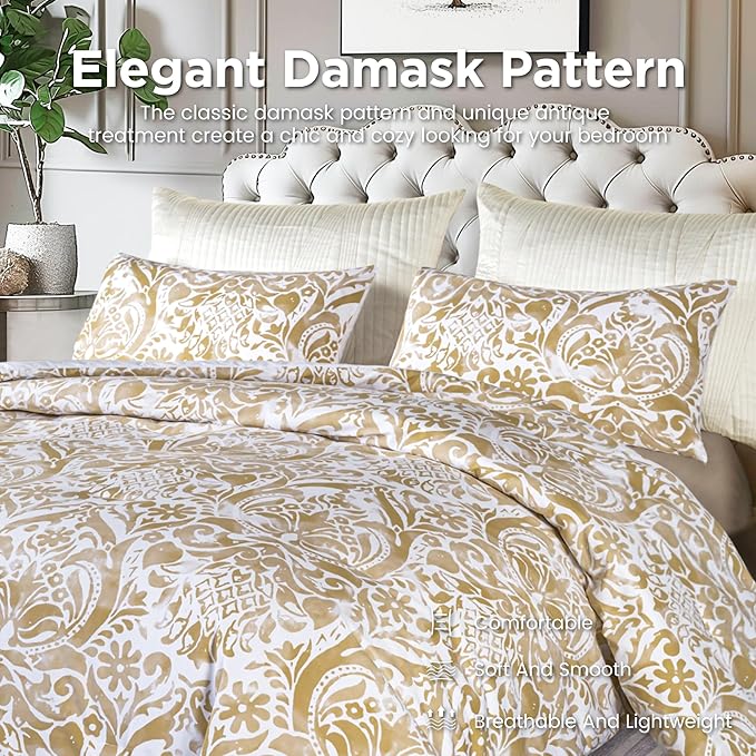 Sophia & William Queen Size Comforter Set for All Season, 3 Pcs Bedding Set with Bronze Printed Comforter with & 2 Pillowcases - LeafyLoom