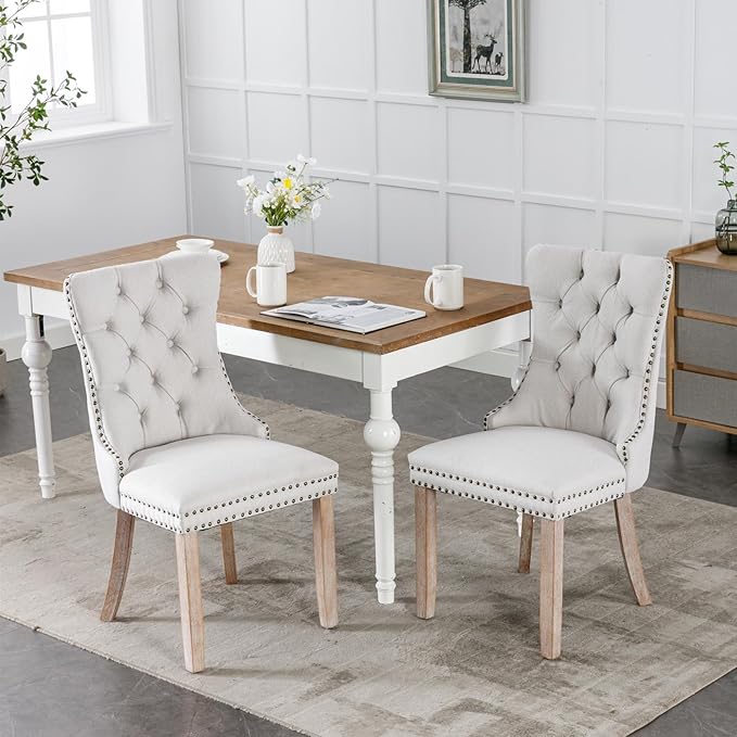 NicBex Haerin-SD-00110-LWJ Dining Chairs, 25.5"x19.7"x37.4", Natural Beige - LeafyLoom