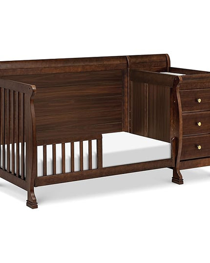DaVinci Kalani 4-in-1 Convertible Crib and Changer Combo in Espresso - LeafyLoom