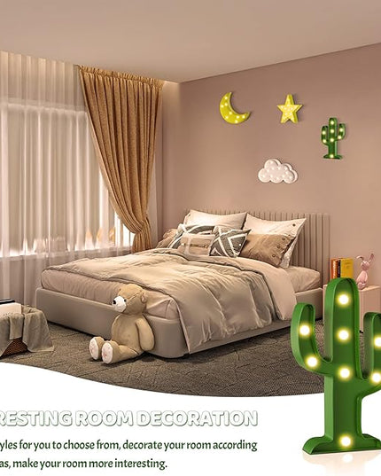 Green Cactus Decor, Mexican Party Decorations, Battery Powered Cactus Night Light for Kids, Western Decor, Kids Room Decor, Fiesta Party Decorations, Cinco De Mayo Party Decorations - LeafyLoom