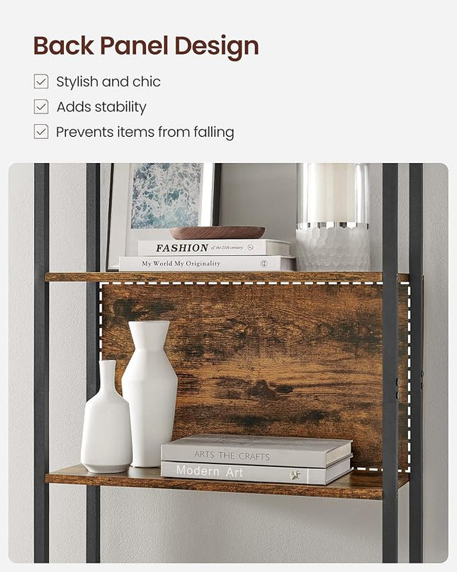 VASAGLE 6-Tier Bookshelf, Book Shelf, Industrial Bookcase, with Steel Frame, for Living Room, Home Office, Bedroom, 9.4 x 23.6 x 73.2 Inches, Rustic Brown and Black ULLS113B01 - LeafyLoom