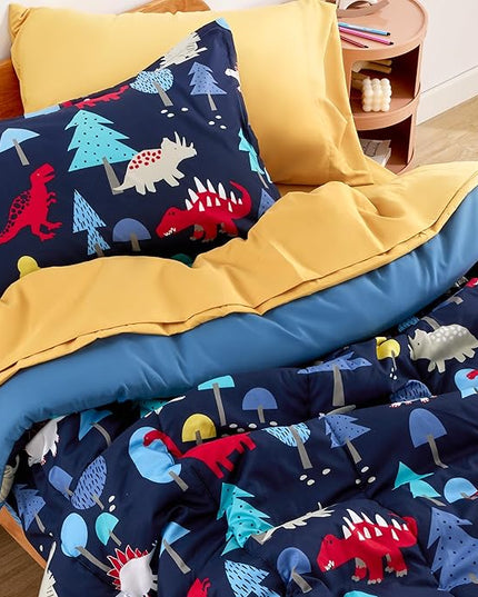 SLEEP ZONE Kids Bedding Twin Comforter Set - Cute Printed for Boys, Girls, Teens, Super Soft, Fade Resistant (Dinosaur Land, Twin) - LeafyLoom