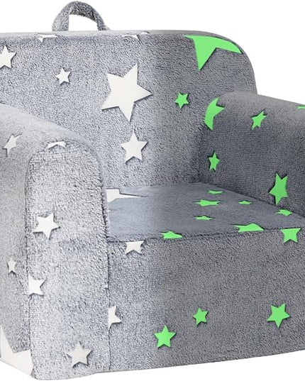 ALIMORDEN Kids Ultra-Soft Snuggle Foam Filled Chair, Single Cuddly Sherpa Reading Couch for Boys and Girls,Star - LeafyLoom