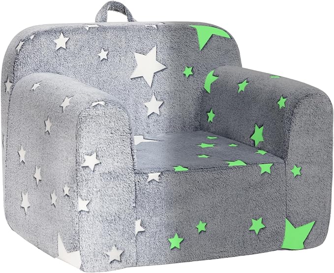 ALIMORDEN Kids Ultra-Soft Snuggle Foam Filled Chair, Single Cuddly Sherpa Reading Couch for Boys and Girls,Star - LeafyLoom