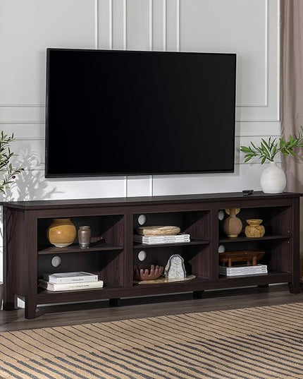 Walker Edison Wren Classic 6 Cubby TV Stand for TVs up to 80 Inches, 70 Inch, Espresso - LeafyLoom