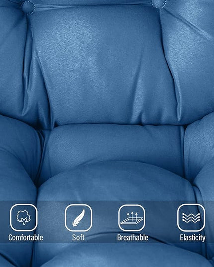 Welnow Lazy Chair with Ottoman, Modern Lounge Accent Chair with Armrests and a Side Pocket, Leisure Sofa Chair Set, Reading Chair with Footrest for Small Space, Corner Chair, Royal Blue - LeafyLoom