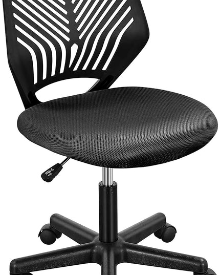 Yaheetech Students Cute Desk Chair Low-Back Armless Study Chair w/Lumbar Support Adjustable Swivel Chair in Home Bedroom School, Black - LeafyLoom