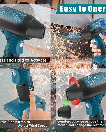 Mini Jet Blower Portable Violent Turbo Fan for Makita 18V Battery, 4-Speed Wireless High Speed Handheld Fan, for Computer Key Board Cleaning,Hair Drying,Camping,Outdoors,Car (No Battery) - LeafyLoom