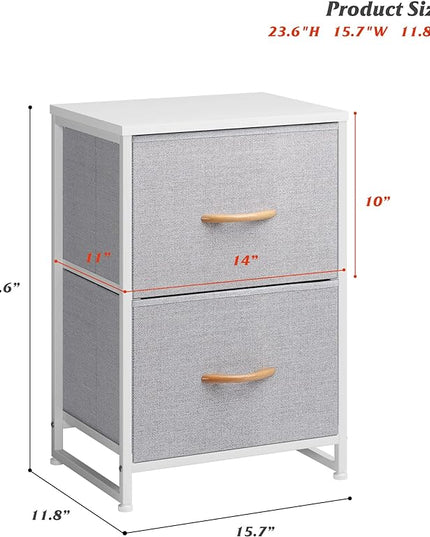 Nicehill Nightstand, Nightstand for Bedroom with Drawers, Small Dresser with Drawers, Bedside Table Bedside Furniture, Night Stand End Table with Storage Drawers for Bedroom, Light Grey - LeafyLoom