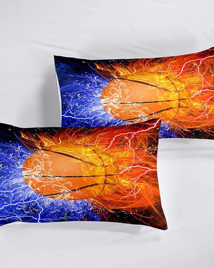 Basketball Full Size Comforter Sets for Boys Basketball Bedding Full Size Sports Microfiber Comforter Set Bedding Set for Boys Teens, 1 Comforter+2 Pillowcases - LeafyLoom