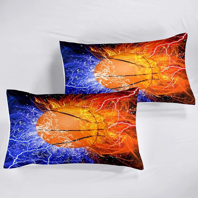 Basketball Full Size Comforter Sets for Boys Basketball Bedding Full Size Sports Microfiber Comforter Set Bedding Set for Boys Teens, 1 Comforter+2 Pillowcases - LeafyLoom