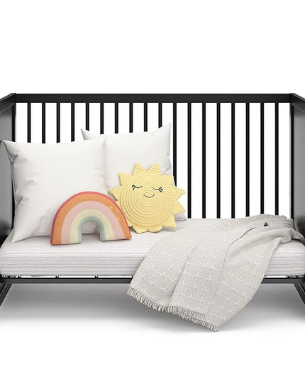 Storkcraft Calabasas 3-in-1 Convertible Crib (Black) – GREENGUARD Gold Certified, Fits Standard Crib Mattress, Converts to Toddler Bed, Modern Style, Easy 30-Minute Assembly - LeafyLoom