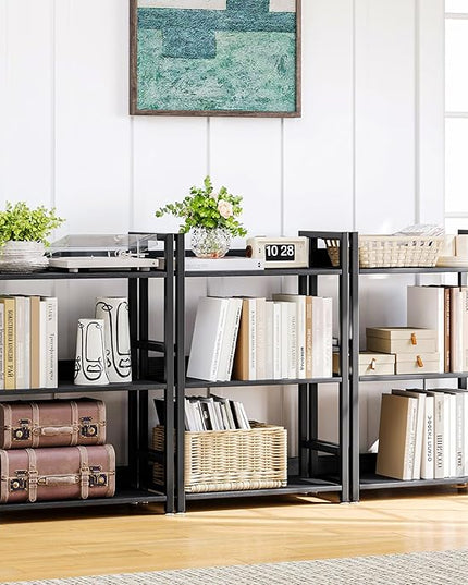 3 Tier Small Black Bookshelf, 120 lbs Weight Capacity, Small Black Bookcase for Small Spaces, Small Space Bookcase for Bedroom, Living Room, Home Office - LeafyLoom