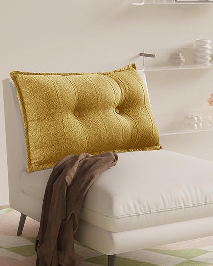 Johnear Small Headboard Pillow Dorm Reading Pillows for Sitting in Bed Adult Kids Daybed Cushion Backrest Bolster Pillow Support Positioning Sofa Rest （Yellow, 31.5 inches） - LeafyLoom