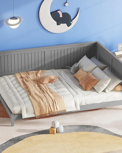 Bellemave Full Size Wood Daybed, Wood DayBed Sofa Bed Frame for Living Room Bedroom,Solid Wood Daybed Twin Size Sofa Bed Frame with Wood Slat Support,No Box Spring Needed,Gray - LeafyLoom