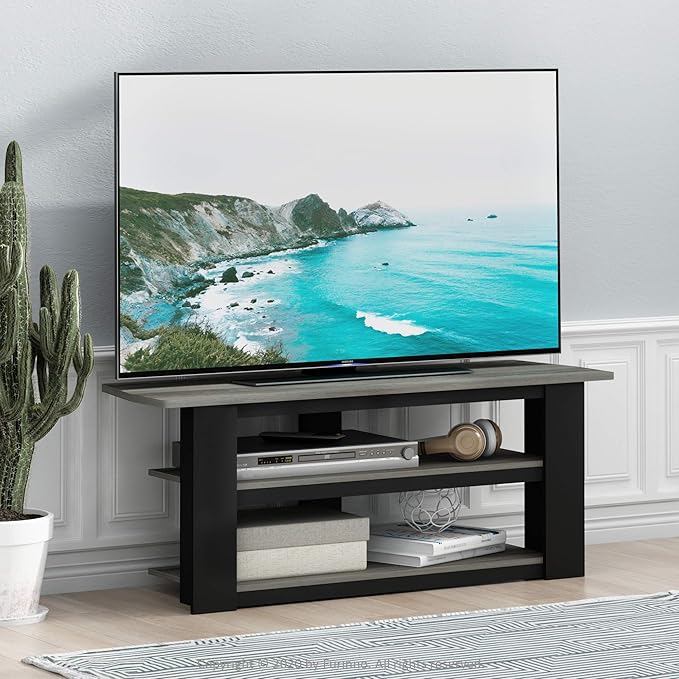 FURINNO Parsons 42-in TV Entertainment Center, French Oak Grey - LeafyLoom