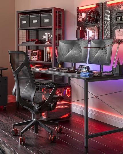 BANTI Computer Desk,47 inch Home Office Desk, Modern Simple Style PC Table for Home, Office, Study, Writing, Black - LeafyLoom