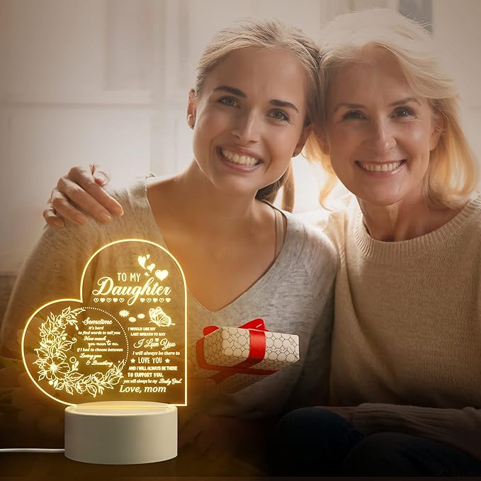 Gifts for Daughter, Daughter Gifts from Mom, to My Daughter Acrylic Night Lamp, Ideal Mother's Day Graduation Wedding Valentines Christmas Gifts for Daughter from Mothers - LeafyLoom