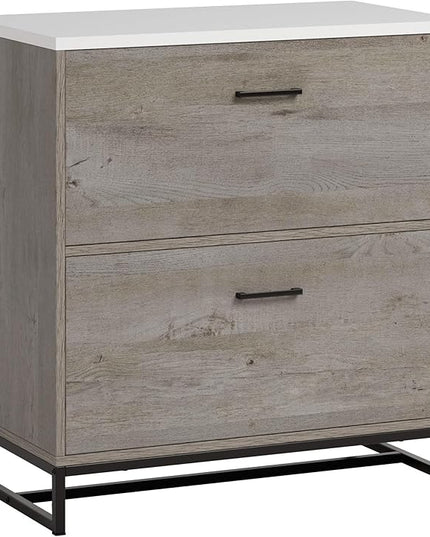 Sauder Tremont Row 2-Drawer Lateral File Cabinet, L: 27.95" x W: 15.71" x H: 29.53", Mystic Oak - LeafyLoom