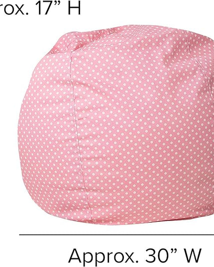 Flash Furniture Dillon Small Bean Bag Chair for Kids and Teens, Foam-Filled Beanbag Chair with Machine Washable Cover, Light Pink Polka Dot - LeafyLoom