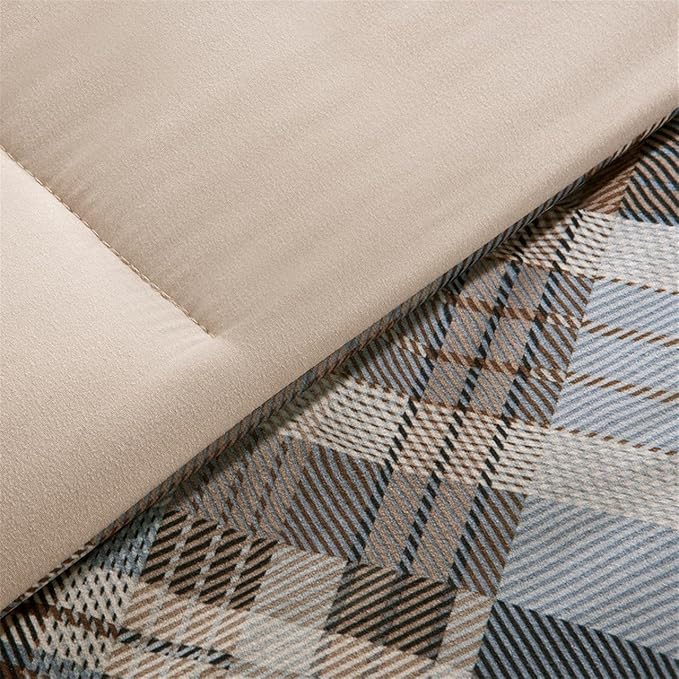 Woolrich Comforter Set, Cabin Lodge, Warm Cover for Colder Season, Modern Cottage-Inspired Down Alternative Ultra Soft Microfiber Bedding, Matching Sham, Plaid Grey/Blue Twin 2 Piece - LeafyLoom