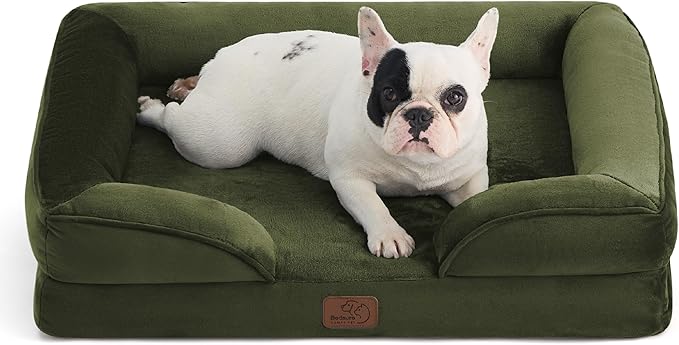 Bedsure Orthopedic Dog Bed for Medium Dogs - Waterproof Dog Sofa Beds Medium, Supportive Foam Pet Couch Bed with Removable Washable Cover, Waterproof Lining and Nonskid Bottom, Winter Moss BEDSURE