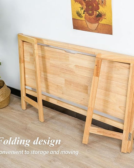 Computer Desk, Foldable Desk, Home Office Desks, Solid Wood Writing Desk, Mid Century Modern Desks, Oak Study Table, Folding Desks for Small Spaces, 47.2 W x 27.6 H x 13.6 D Inches, Natural - LeafyLoom