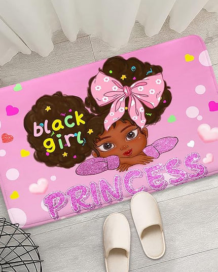 African American Rugs for Girls Room Black Girls Room Decor Rugs Princess Room Decor Rugs for Girls Bedroom Kids Rugs for Bedroom Girls Teen Living Room Soft Floor Mats, Pink, 2'×3' - LeafyLoom