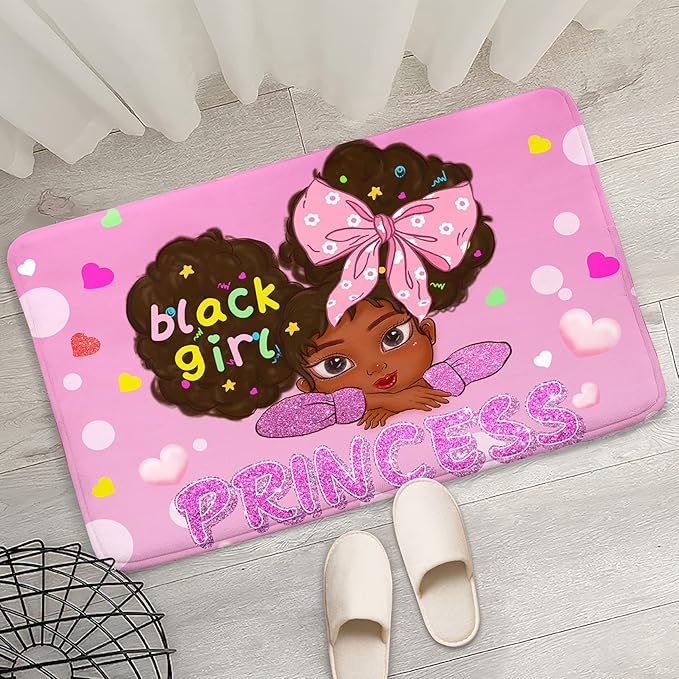 African American Rugs for Girls Room Black Girls Room Decor Rugs Princess Room Decor Rugs for Girls Bedroom Kids Rugs for Bedroom Girls Teen Living Room Soft Floor Mats, Pink, 2'×3' - LeafyLoom