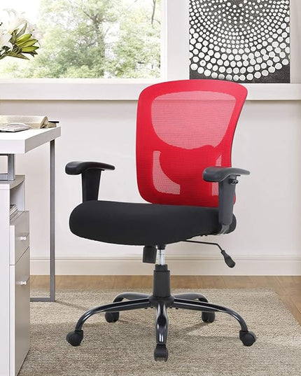 BestOffice Big and Tall Office Chair 500lbs Desk Chair Mesh Computer Chair with Lumbar Support Wide Seat Adjust Arms Rolling Swivel High Back Task Executive Ergonomic Chair for Home Office (Red) - LeafyLoom