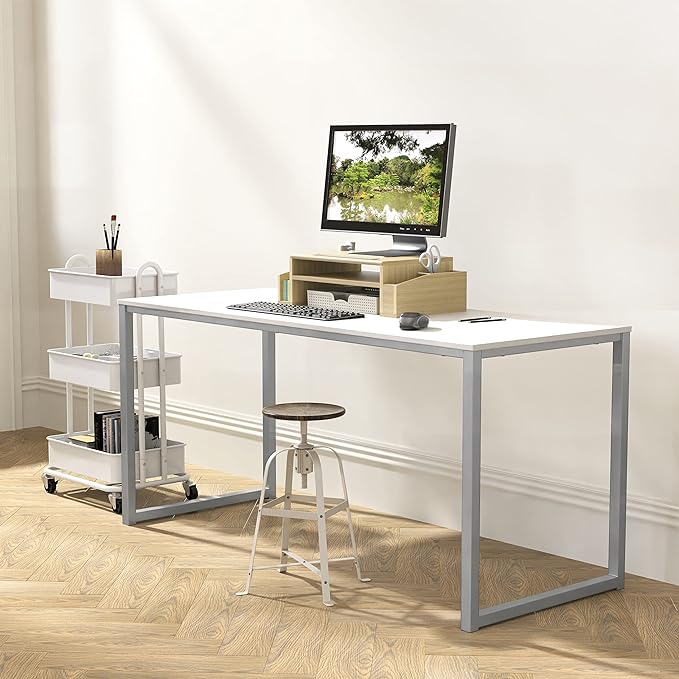 SHW Home Office 48-Inch Computer Desk, 24" Deep, White - LeafyLoom