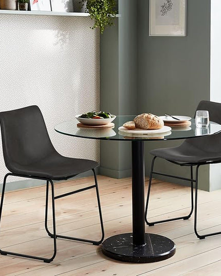 NicBex Retro Side Chair Dining Chair with Metal Legs for Kitchen, Living, Dining Room, Set of 2, (Grey Color) (A-GE17015-USSU014) - LeafyLoom