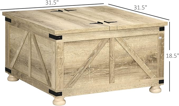 NicBex Coffee Table Wooden Coffee Table with Storage Square Center Tables with Open Top and Inner Compartment Dining Table for Living Room, Dining Room, Office, and Bedroom,31.5" W, Natural - LeafyLoom