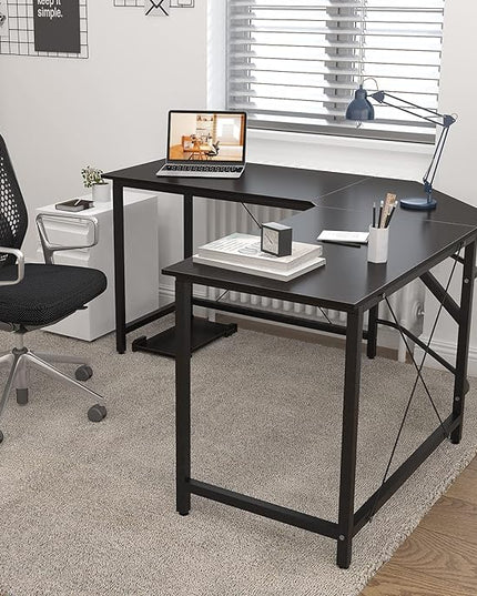 sogesfurniture Large L-Shaped Computer Office Desk, 59" Corner Gaming Desk Workstation Desk PC Laptop Office Home Desk L Desk, Black - LeafyLoom