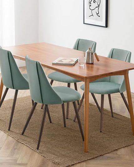 FurnitureR Dining Chairs Set of 2, Velvet Upholstered Accent Chair Living Room Chair with Soft Seat/Metal Legs Mid-Back Side Chairs for Home Kitchen Restaurant, Cactus - LeafyLoom