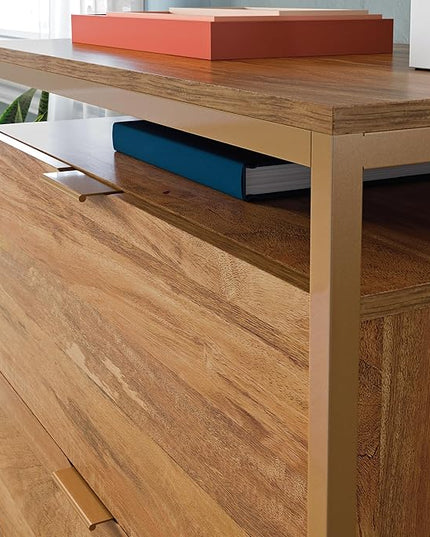 Sauder International Lux Lateral File, L: 30.32" x W: 16.54" x H: 29.72", Sindoori Mango Finish - LeafyLoom