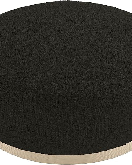 Round Ottoman Coffee Table, Modern Boucle Upholstered Center Table for Living Room Circle Accent Coffee Table for Bedroom Entryway Office - LeafyLoom