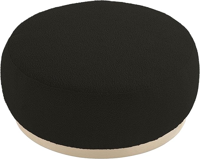 Round Ottoman Coffee Table, Modern Boucle Upholstered Center Table for Living Room Circle Accent Coffee Table for Bedroom Entryway Office - LeafyLoom