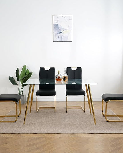 NicBex Haerin-SD-00371-LWJ Dining Chairs, 16.5"x17.9"x38.2", Black and Gold - LeafyLoom